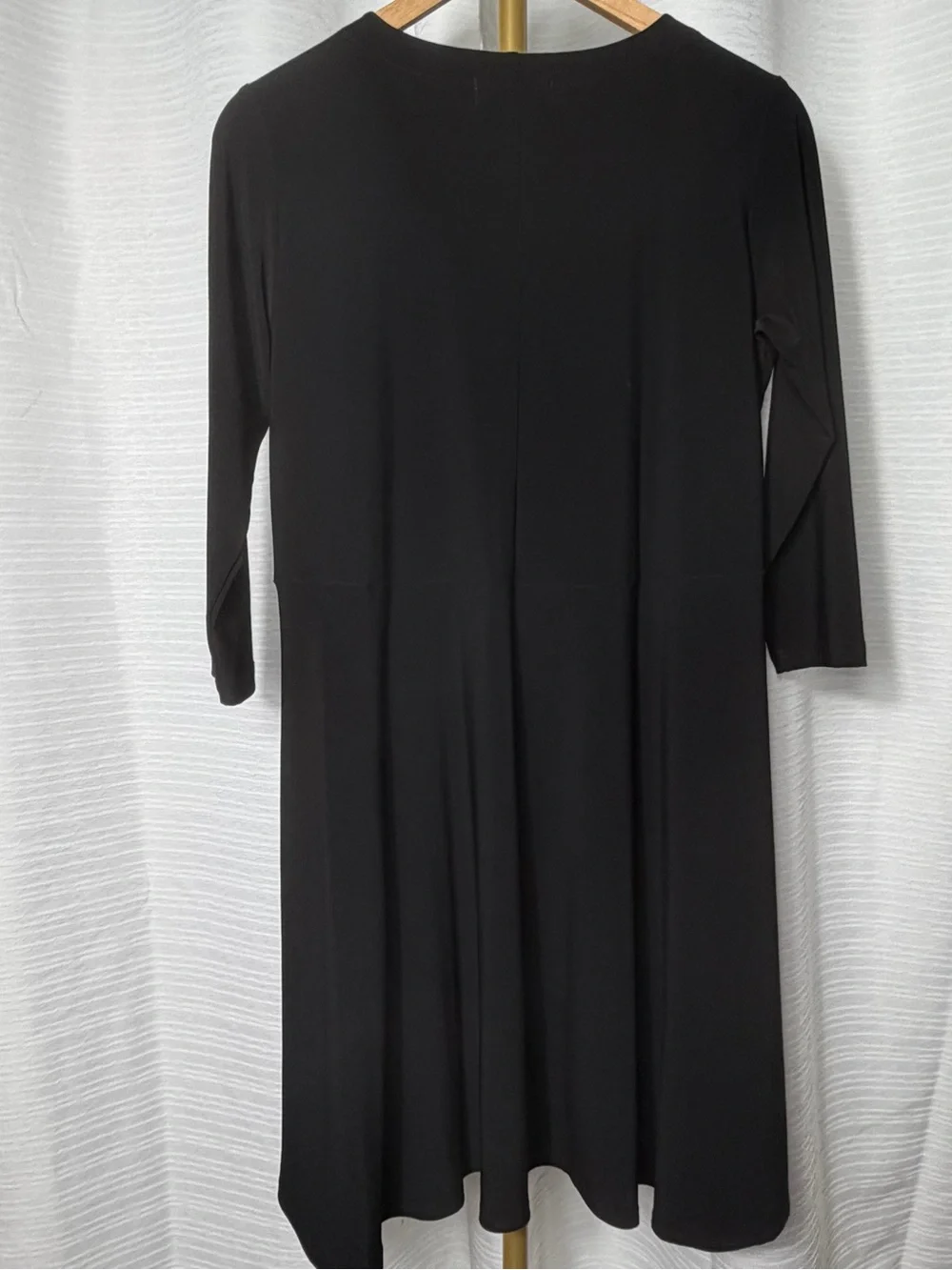 Sympli Black Scoop-Neck Draped A-Line Dress